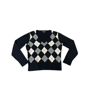 Victor Alfaro Cashmere Harlequin Argyle Turtleneck Large Dark Academia Vintage